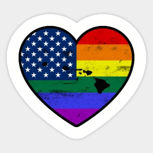 Hawaii United States Gay Pride Flag Heart Sticker